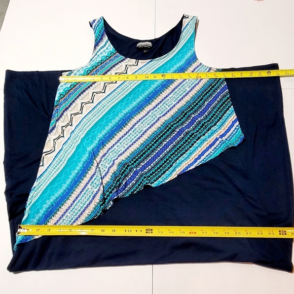 Allison Brittney Navy Blue with Diagonal Overlay Maxi Dress (L) - Picture 7 of 8